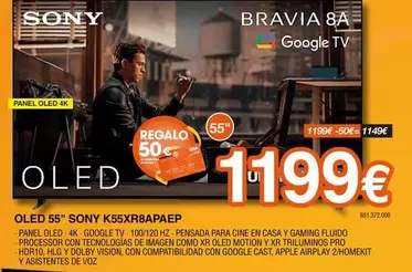 Sony - OLED 55" K55XR8APAEP