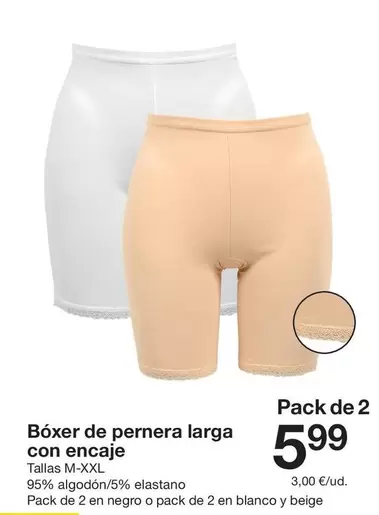 Blanco - Boxer De Pernera Larga Con Encaje