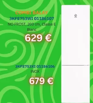 Balay - Combi 3KFE753WI No Frost, Classe E Blanc/3KFE753XI Inox