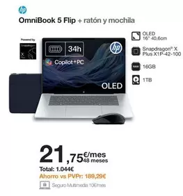 HP - Omnibook 5 Flip + Raton Y Mochila