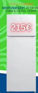 Midea - Frigo 2 P MDRT294FGE01 Clase E, Cíclico