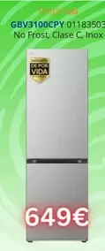 LG - Frigo GBV3100CPY No Frost, Clase C, Inox