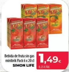 Simon Life - Bebida De Fruta Sin Gas Minibrik