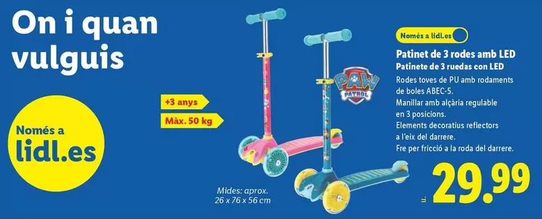 Patinete De 3 Ruedas Con LED