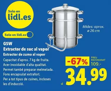 Gsw - Extractor De Zumo Al Vapor