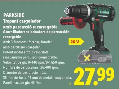Parkside - Atornilladora Taladradora De Percursion Recargable