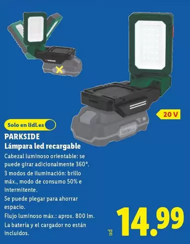 Parkside - Lampara Led Recargable