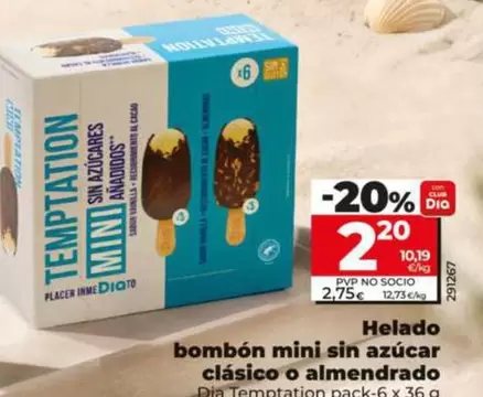Dia Temptation - Helado Bombón Mini Sin Azúcar Clásico O Almendrado
