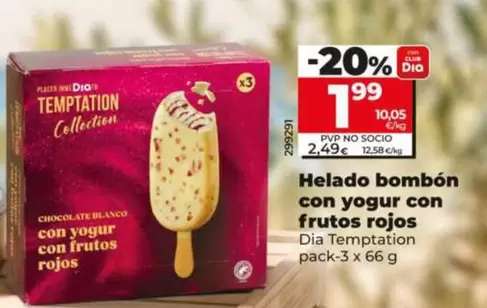 Dia Temptation - Helado Bombón Con Yogur Con Frutos Rojos 