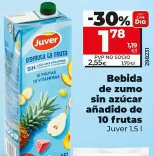 Juver - Bebida De Zumo Sin Azúcar Añadido De 10 Frutas