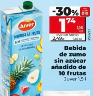 Juver - Bebida De Zumo Sin Azúcar Añadido De 10 Frutas