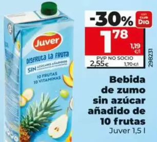 Juver - Bebida De Zumo Sin Azúcar Añadido De 10 Frutas