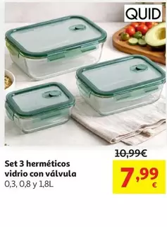 quid - Set 3 Herméticos Vidrio Con Valvula