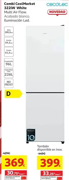 cecotec - Combi Coolmarket 3222w White
