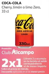 Refresco Coca Cola Zero Lima 33cl