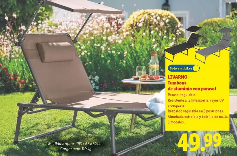 Livarno - Tumbona De Aluminio Con Parasol