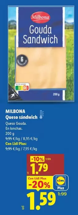 Milbona - Queso Sandwich