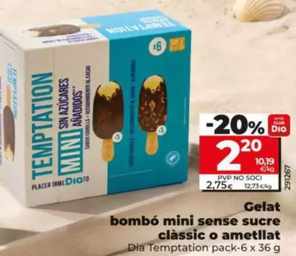 Dia Temptation - Helado Bombón Mini Sin Azúcar Clásico O Almendrado