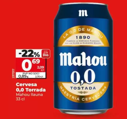 Mahou - Cerveza 0,0 Tostada