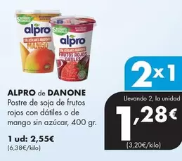 Danone - Alpro Postre De Soja De Frutos Rojos Con Dátiles O De Mango Sin Azúcar