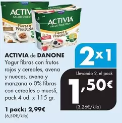 Danone - Activia De Yogur Fibras Con Frutos Rojos Y Cereales, Avena Y Nueces, Avena Y Manzana O 0% Fibras Con Cereales O Muesli