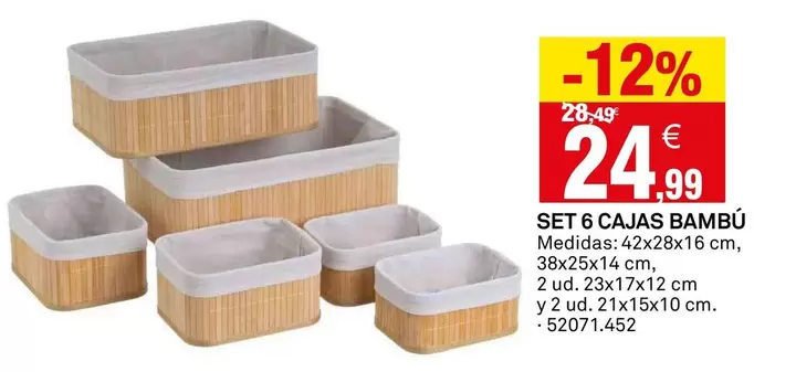 Set 6 Cajas Bambú