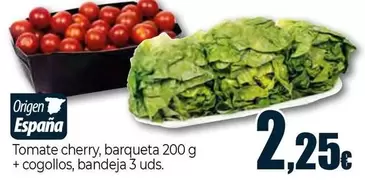 Tomate Cherry, Barqueta + Cogollos, Bandeja