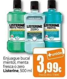 Listerine - Enjuague Bucal Mentol, Menta Fresca O Zero