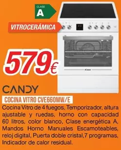 Candy - Cocina Vitro Cve66mmw/e