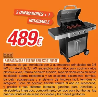 Black & Decker - Barbacoa Gas 3 Fuegos Bbq 12950e