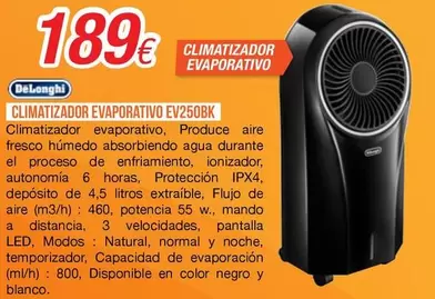 De'Longhi - Climatizador Evaporartivo Ev250bk