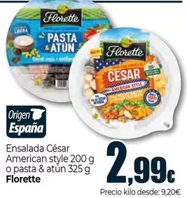 Florette - Ensalada Cesar American Style O Pasta & Atun