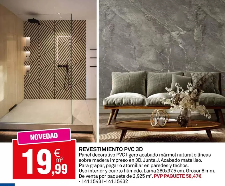 Revestimiento PVC 3D Panel Decorativo
