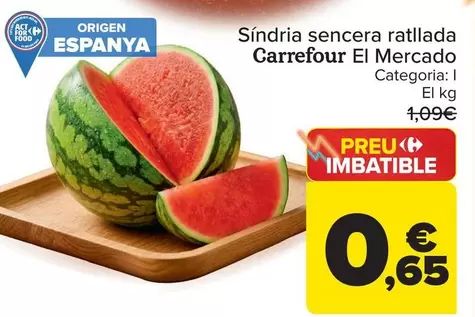 Carrefour El Mercado - Sandía Entera Rayada