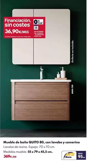 Mueble De Baño Quito 80, Con Lavabo Y Camerino