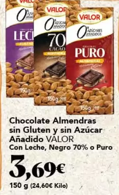 Valor - Chocolate Almendras Sin Gluten Y Sin Azucar Anadido