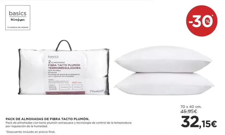 basic - Pack De Almohadas De Fibra Tactic Plumón