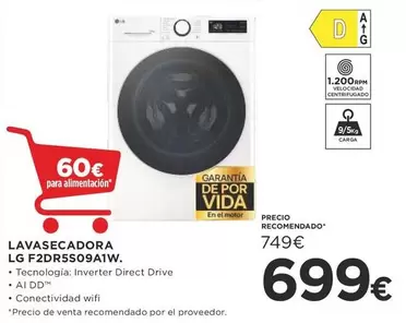 LG - Lavasecadora F2DR5509A1-W