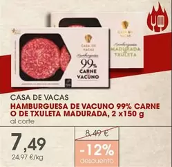Casa De Vacas Hamburguesa De Vacuno 99% Carne O De Txuleta Madurada