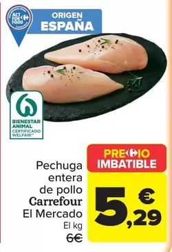 carrefour - Pechuga entera de pollo El Mercado