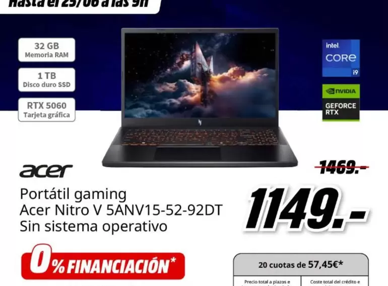 Acer - Portatil Gaming Nitro V 5ANV15-5292DT