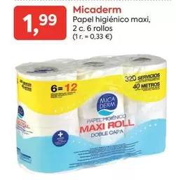 micaderm - Papel Higiénico Maxi, 2 C. 6 Rollos