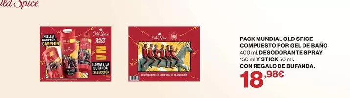 Campeón - Pack Mundal, Old Spice Compuesto Pop Ri Gel De Bano