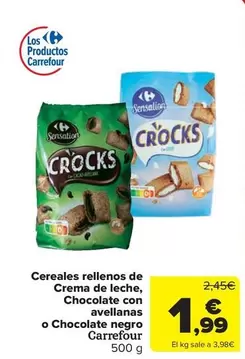carrefour - Cereales Rellenos De Crema De Leche, Chocolate Con Avellanas O Chocolate Negro