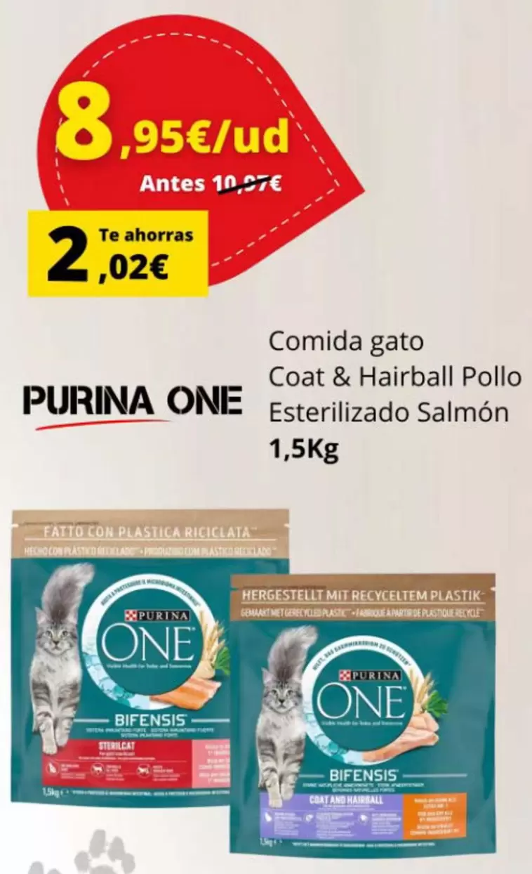 Purina One - Comida Gato Coat & Hairball Pollo Esterilizado Salmon