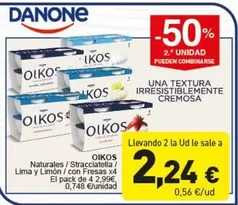 Danone - Oikos Naturales/ Stracciatella/ Lima Y Limón/ Con Fresas