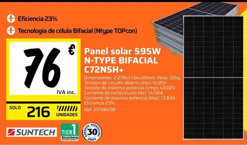 Solo - Panel Solar 595w N-type Bif4cial C72NSH+