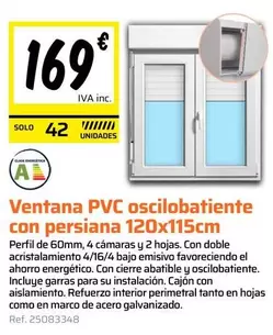 Solo - Ventana Pvc Oscilobatiente Con Persiana 120x115cm