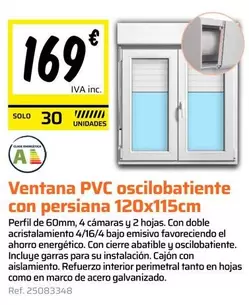 Solo - Ventana Pvc Oscilobatiente Con Persiana 120x115cm