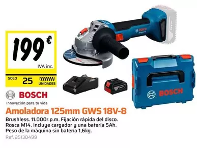 Bosch - Amoladora 125mm GWS 18V-8